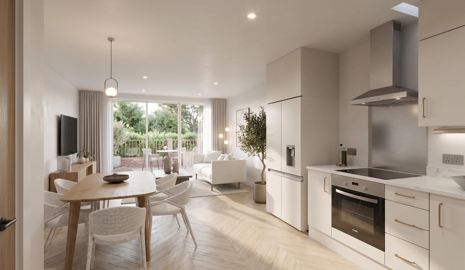 Proposed open-plan kitchen, dining and living space overlooking the garden